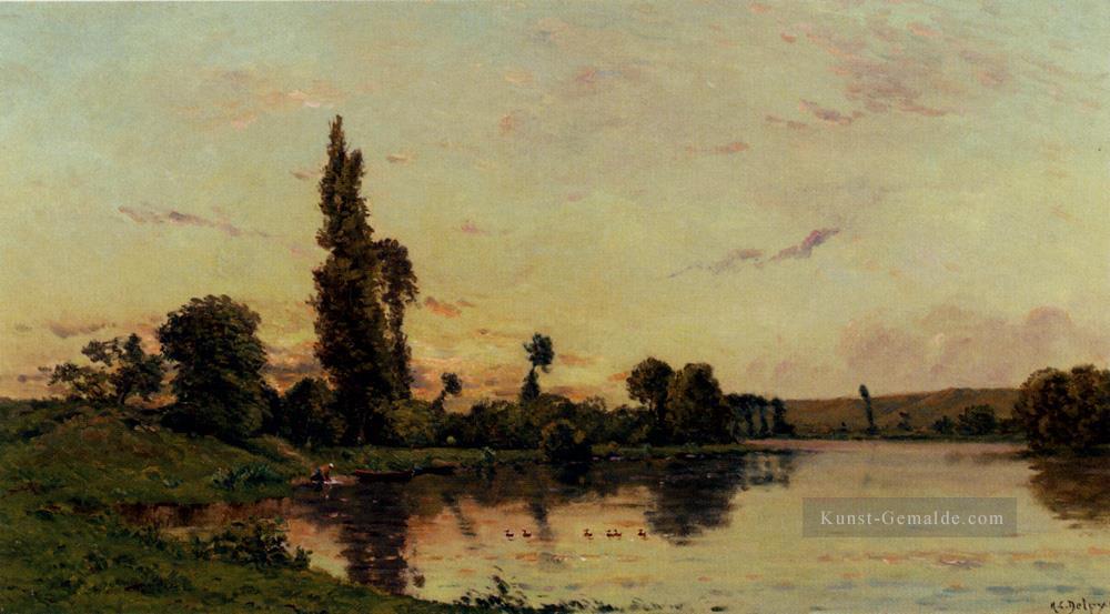 Washerwomen an einem Flussufer Szenen Hippolyte Camille Delpy Landschaft Ölgemälde